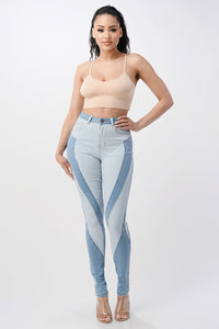 Color Block Skinny Denim Pant