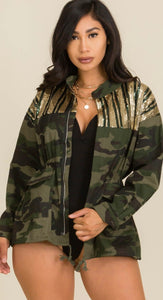 Camouflage Sequin Detailed Jacket